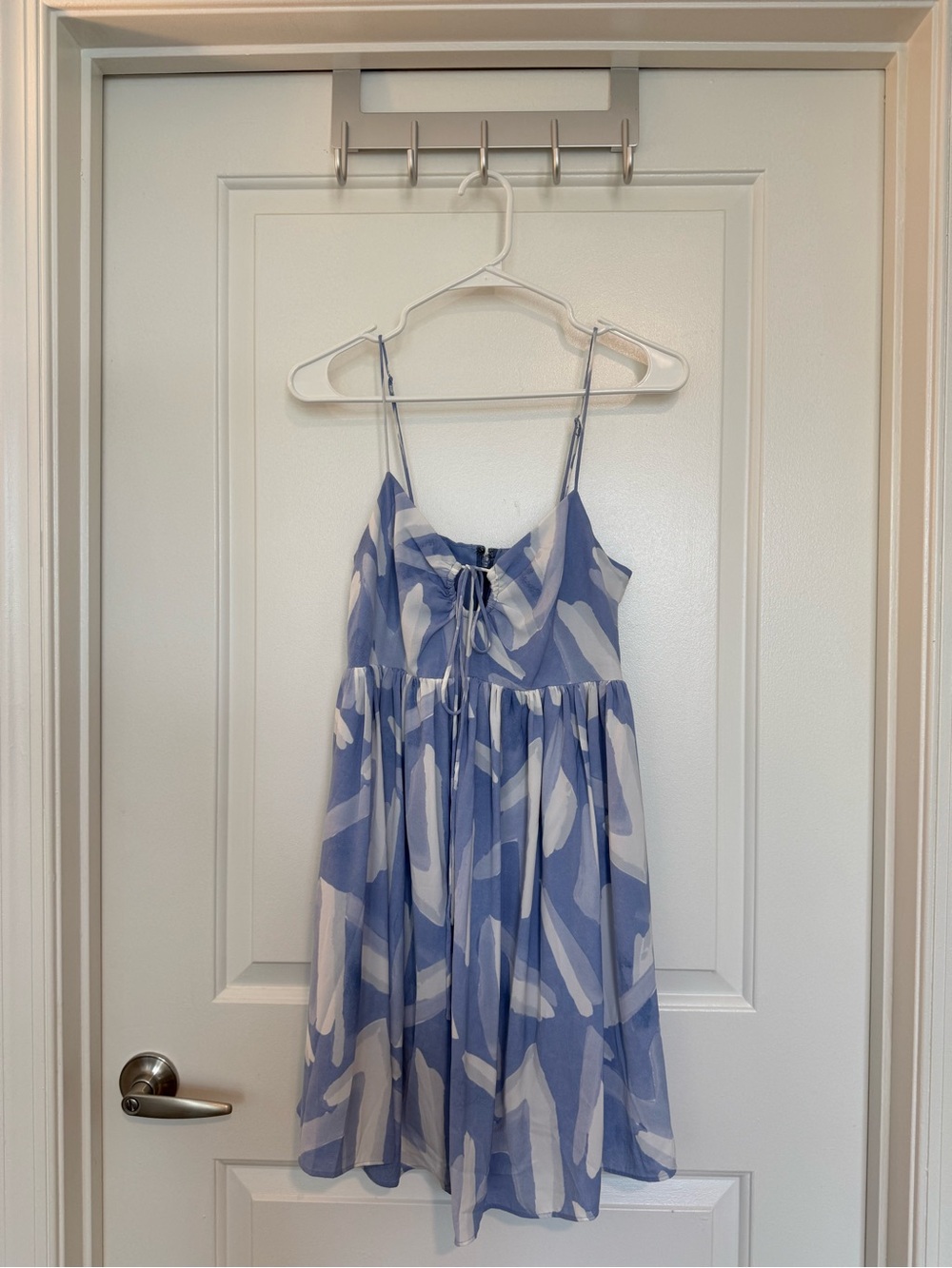 Abercrombie & Fitch Blue and White Spaghetti-Strap Mini Dress